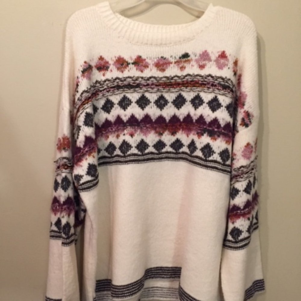 NWT - sweater, multi-colors/cream base, XL 16-18